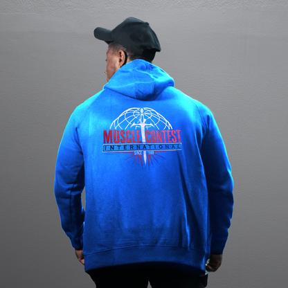 Muscle Contest Embroiderer Blue Pullover Hoodie