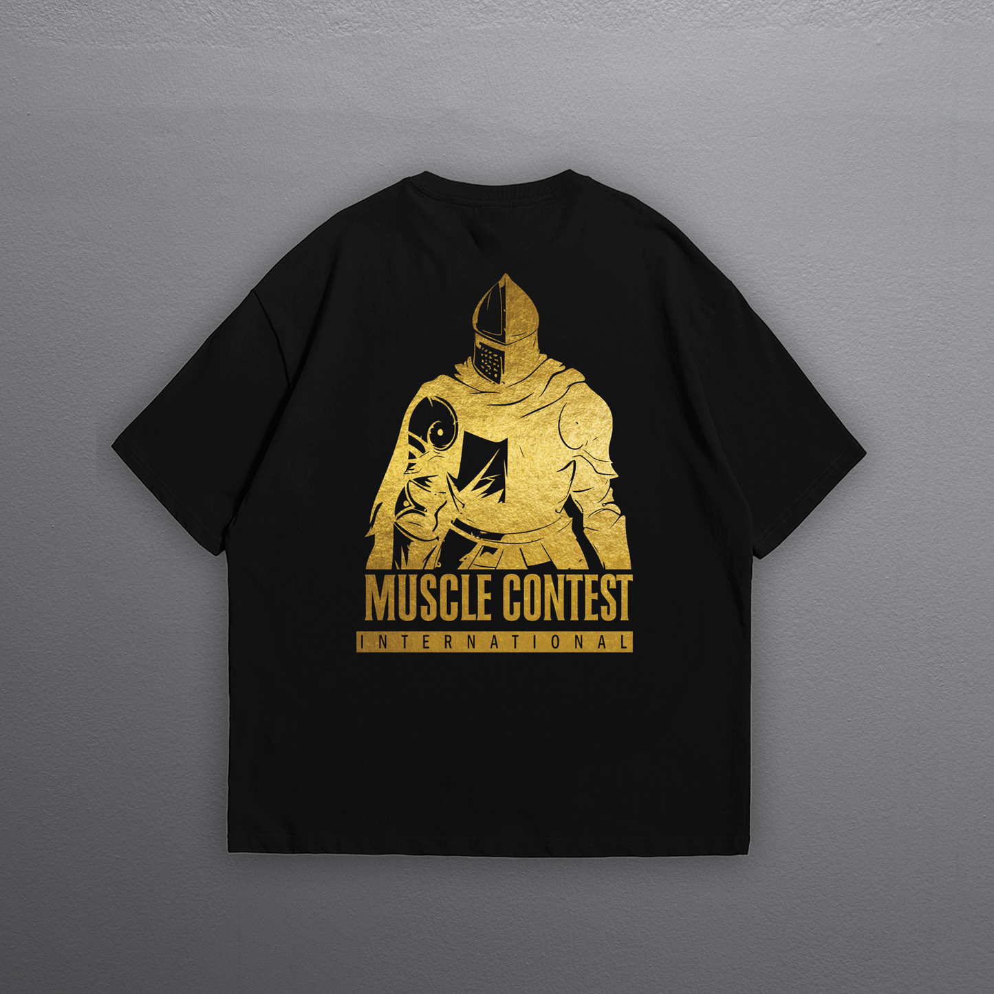 Muscle Contest Gold Foiled Knight Oversized T-Shirt Black