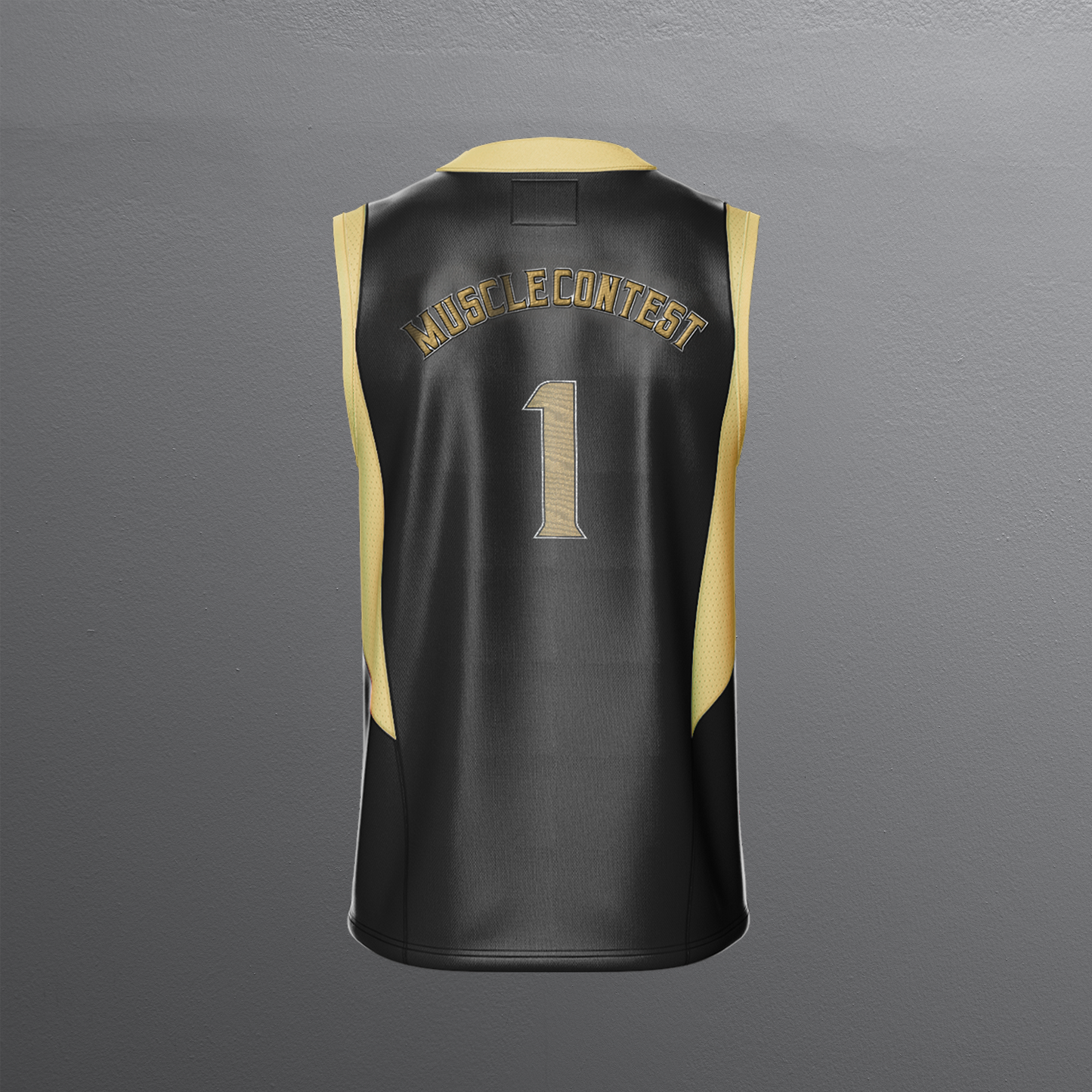 Muscle Contest Basketball Jersey Black and Gold